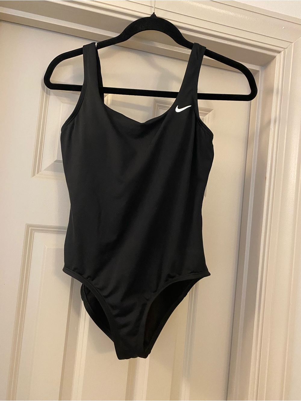 Nike Small Black Swimsuit with White Swoosh Logo